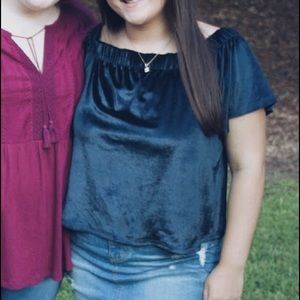 Navy Velvet top